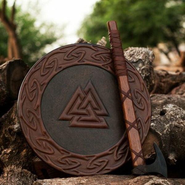 RA-70 Custom Handmade Viking Shield With Ragnar Axe, Authentic Viking Shield With Axe, Gift For Men, Gift For Him, Room Decorate Idea, Christmas Gift - Ragnar Armoury