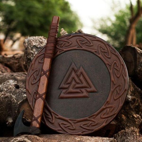 RA-70 Custom Handmade Viking Shield With Ragnar Axe, Authentic Viking Shield With Axe, Gift For Men, Gift For Him, Room Decorate Idea, Christmas Gift - Ragnar Armoury