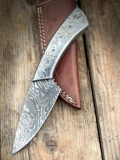 RA-71 Hand Forged Full Damascus Steel Skinner, High Quality made Skinning knife, Unique Skinning Knife, Gift For Men, Gift For Him, Fathers Day Gift, Christmas Gift - Ragnar Armoury