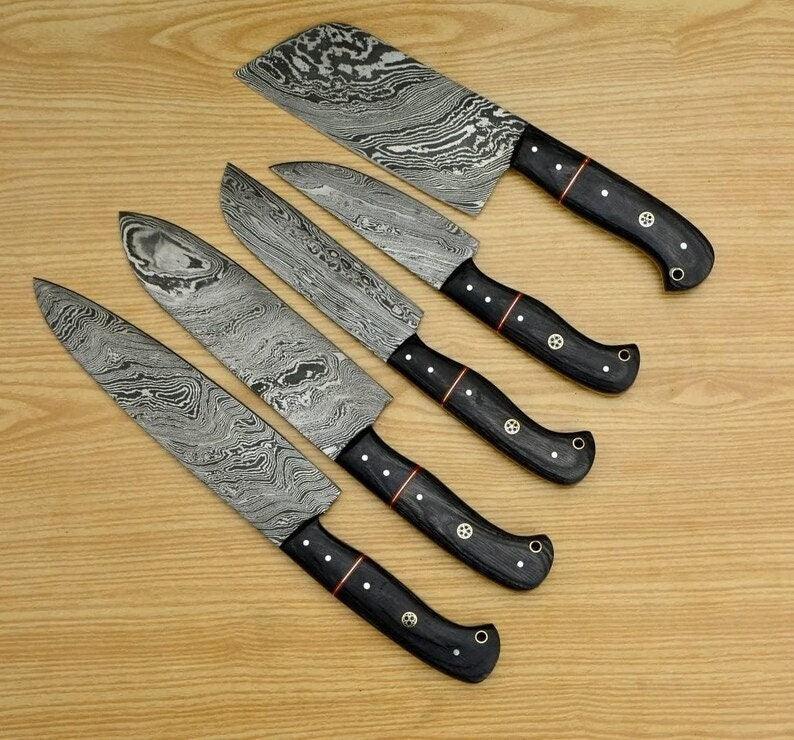 Custom Hand Forged Personalized CHEF KNIFE SET Chef Set, Kitchen Knife Set Gifts popular for Him, Christmas Gift, Gift Boyfriend, Damascus Knives,