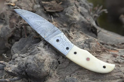 RA-78 Custom Hand Forged Damascus Steel Folding Knife, Best Folding Pocket Knife, EDC Knife, 6.5"inches Long, Gift For Him, Gift For Men, Groomsmen Gift - Ragnar Armoury