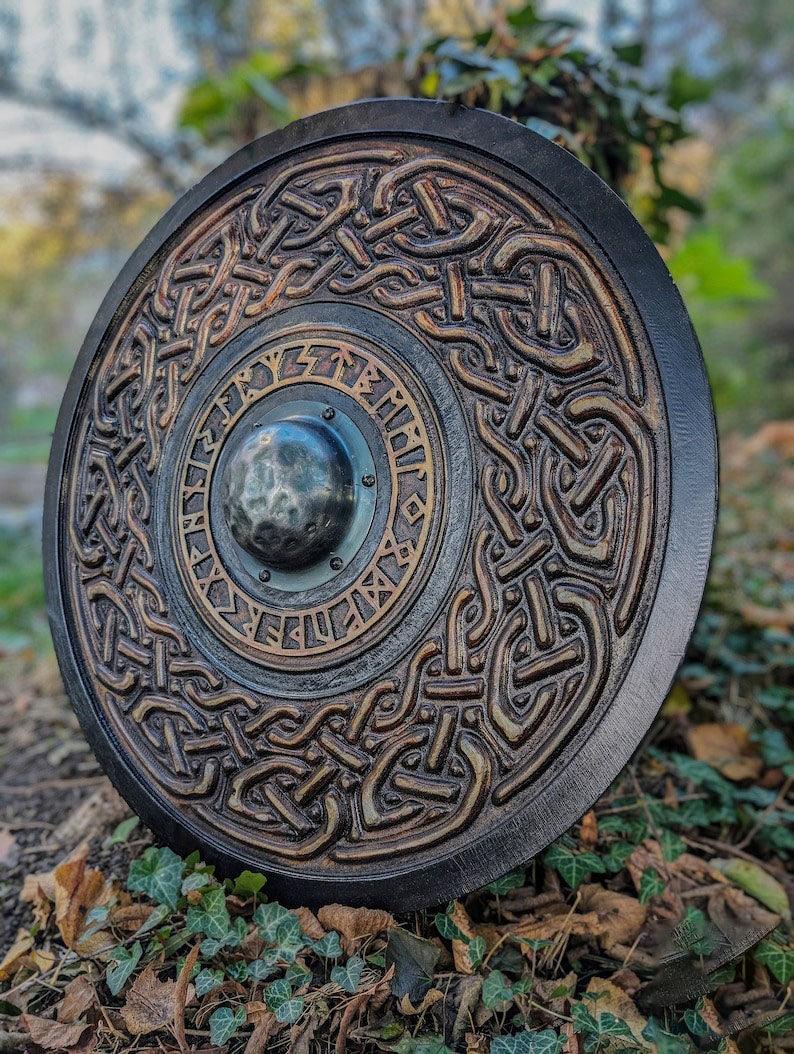 RA-83 Hand Crafted Viking Shields, Viking Shield, Authentic Viking Shields, Wood Wall Decorate Idea, Handmade Home Decorate Idea, Gift for Him, Gift For Men, Gift For Husband, Groomsmen Gift - Ragnar Armoury