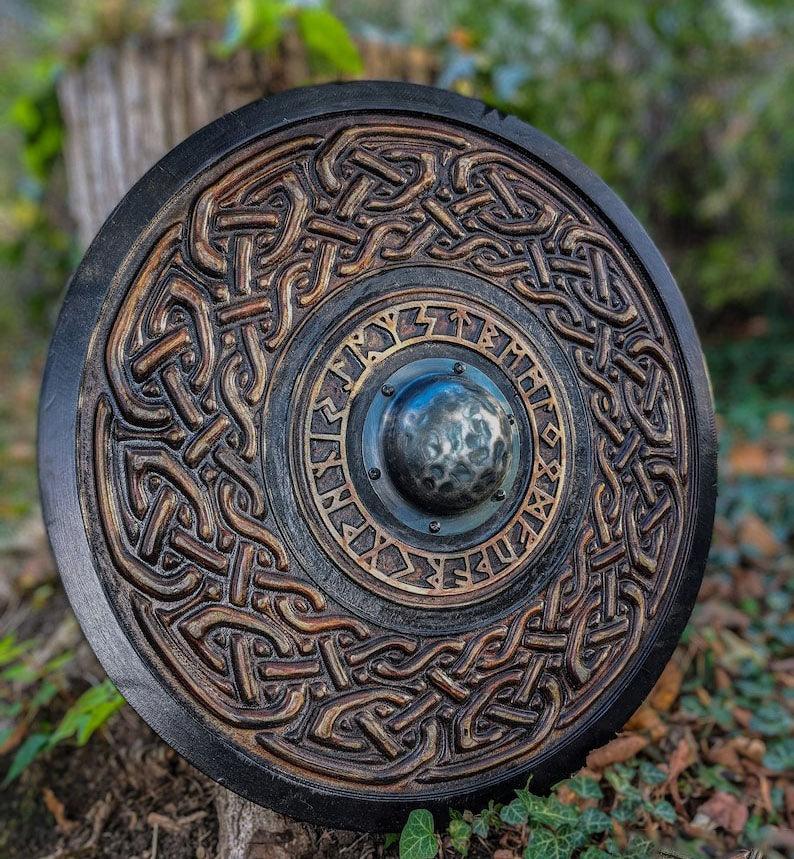 RA-83 Hand Crafted Viking Shields, Viking Shield, Authentic Viking Shields, Wood Wall Decorate Idea, Handmade Home Decorate Idea, Gift for Him, Gift For Men, Gift For Husband, Groomsmen Gift - Ragnar Armoury