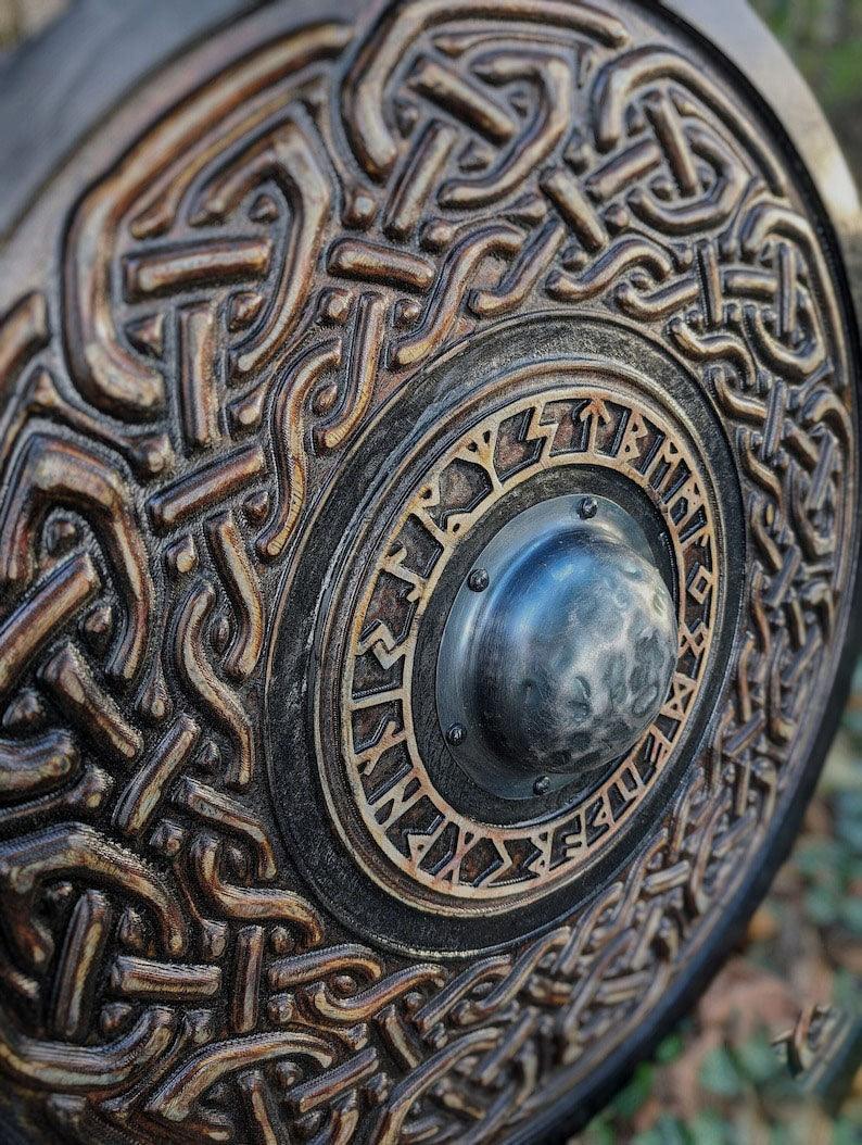 RA-83 Hand Crafted Viking Shields, Viking Shield, Authentic Viking Shields, Wood Wall Decorate Idea, Handmade Home Decorate Idea, Gift for Him, Gift For Men, Gift For Husband, Groomsmen Gift - Ragnar Armoury