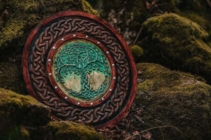 RA-84 Hand Crafted Yggdrasil Norse Tree Design Viking Shield, Real Viking Shield, Authentic Viking Shield, Gift For Men, Wall decorate Idea, Christmas Gift - Ragnar Armoury