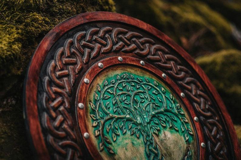 RA-84 Hand Crafted Yggdrasil Norse Tree Design Viking Shield, Real Viking Shield, Authentic Viking Shield, Gift For Men, Wall decorate Idea, Christmas Gift - Ragnar Armoury