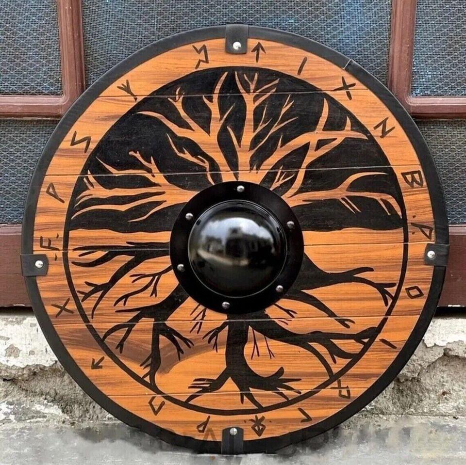 RA-86 Yggdrasil Tree Design Handmade Viking Shield, Viking Battle Shield, Gift For Men, Gift For Viking Lovers, Wall Art Idea, Christmas Gift. - Ragnar Armoury