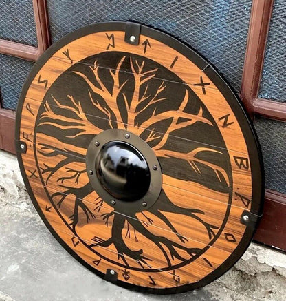 RA-86 Yggdrasil Tree Design Handmade Viking Shield, Viking Battle Shield, Gift For Men, Gift For Viking Lovers, Wall Art Idea, Christmas Gift. - Ragnar Armoury