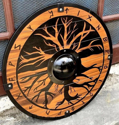 RA-86 Yggdrasil Tree Design Handmade Viking Shield, Viking Battle Shield, Gift For Men, Gift For Viking Lovers, Wall Art Idea, Christmas Gift. - Ragnar Armoury