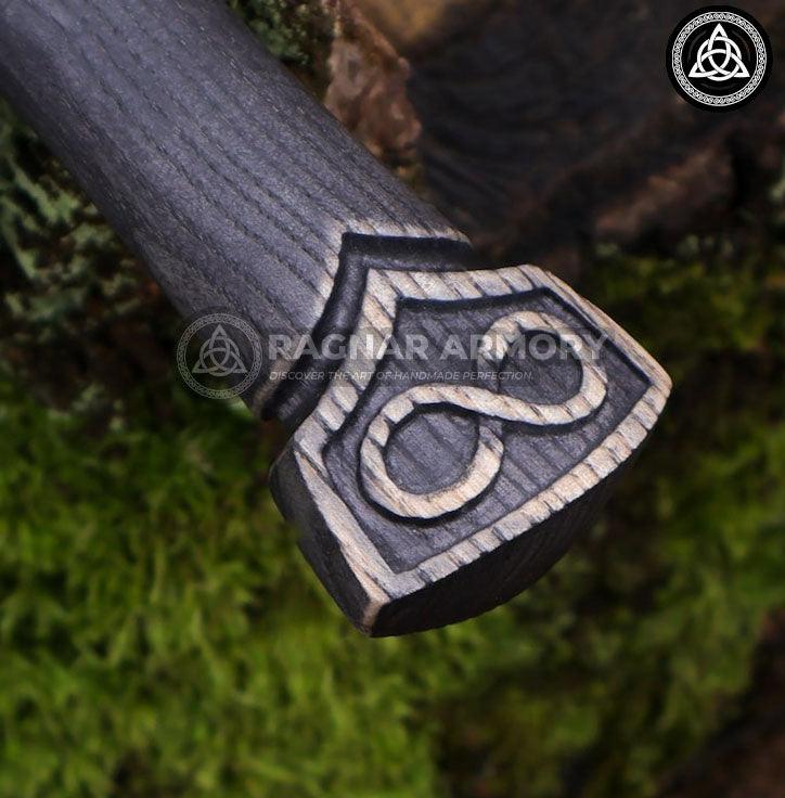 RA-93 Forged Norse Hammer with Carved Odin Handle, Viking War Hammer Handmade, Hammer For Adventure, Gift For Him. Gift for Men, - Ragnar Armoury