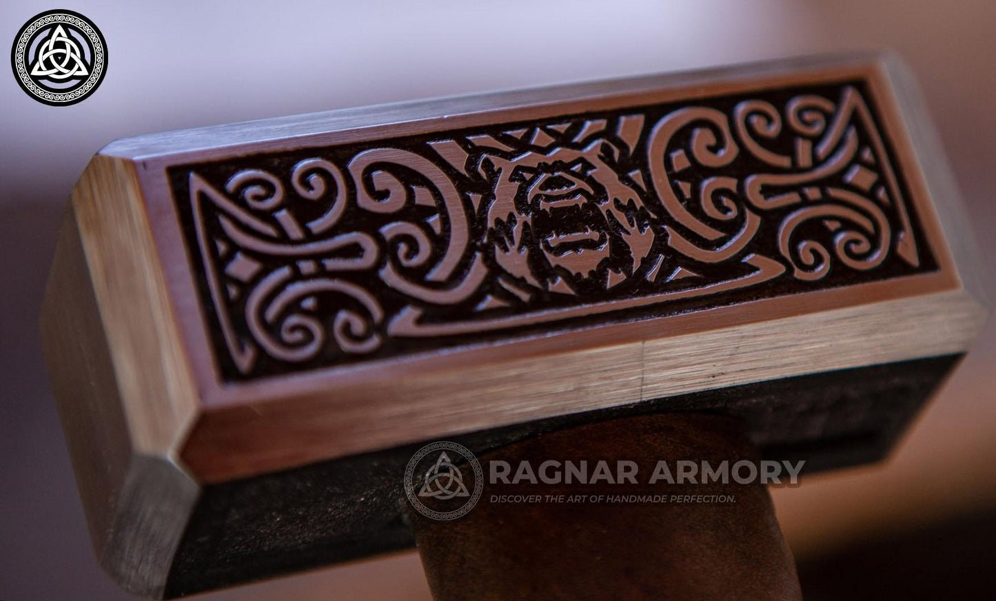 RA-96 Viking War Hammer Handmade, Hatched Viking hammer with Valknut Symbol, Unique Norse hammer, Gift For Him, Gift For Men, Christmas Gift - Ragnar Armoury