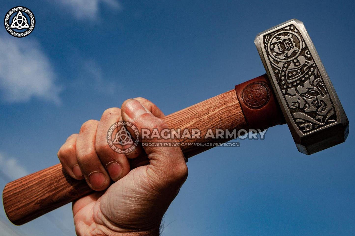 RA-97 Viking War Hammer Handmade, Hatched Viking hammer with Valknut Symbol, Viking Hammer Functional War Hammer, Gift For Him, Gift For Men, Christmas Gift - Ragnar Armoury