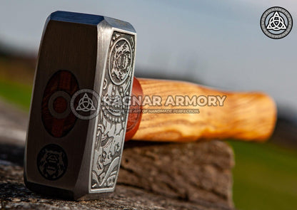 RA-97 Viking War Hammer Handmade, Hatched Viking hammer with Valknut Symbol, Viking Hammer Functional War Hammer, Gift For Him, Gift For Men, Christmas Gift - Ragnar Armoury