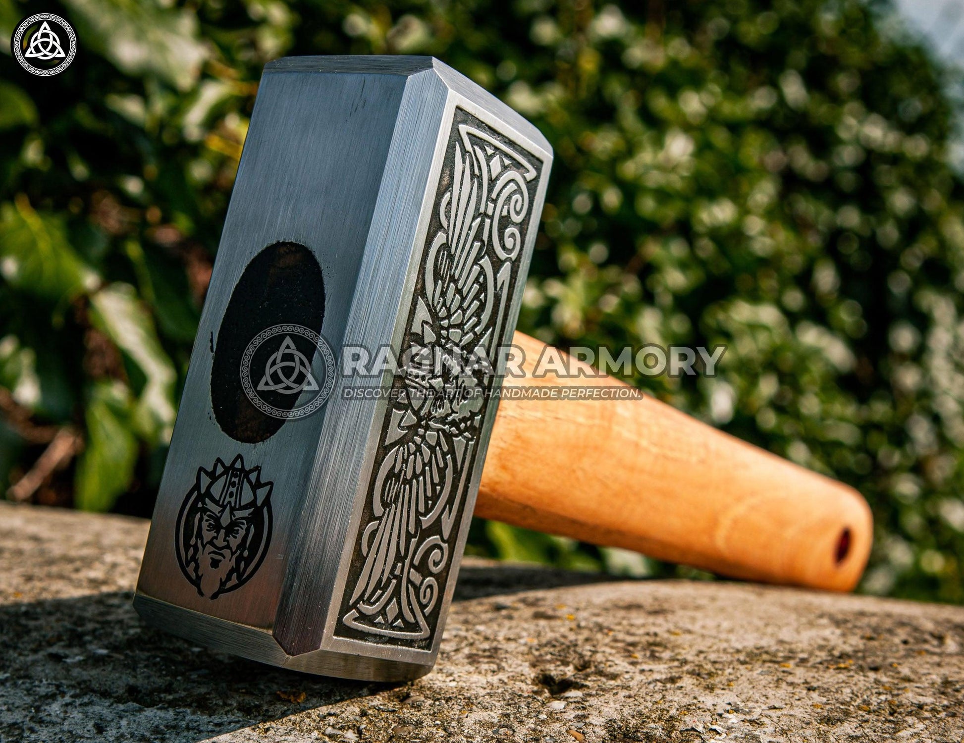 RA-98 Personalized Battle Hammer with Valknut Symbol, High Quality Made Hammer, War Battle Hammer. Gift For Him, Gift For Men, Gift For Husband, Mothers Day Gift Christmas Gift - Ragnar Armoury