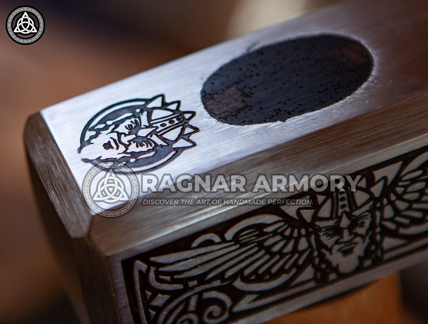 RA-98 Personalized Battle Hammer with Valknut Symbol, High Quality Made Hammer, War Battle Hammer. Gift For Him, Gift For Men, Gift For Husband, Mothers Day Gift Christmas Gift - Ragnar Armoury