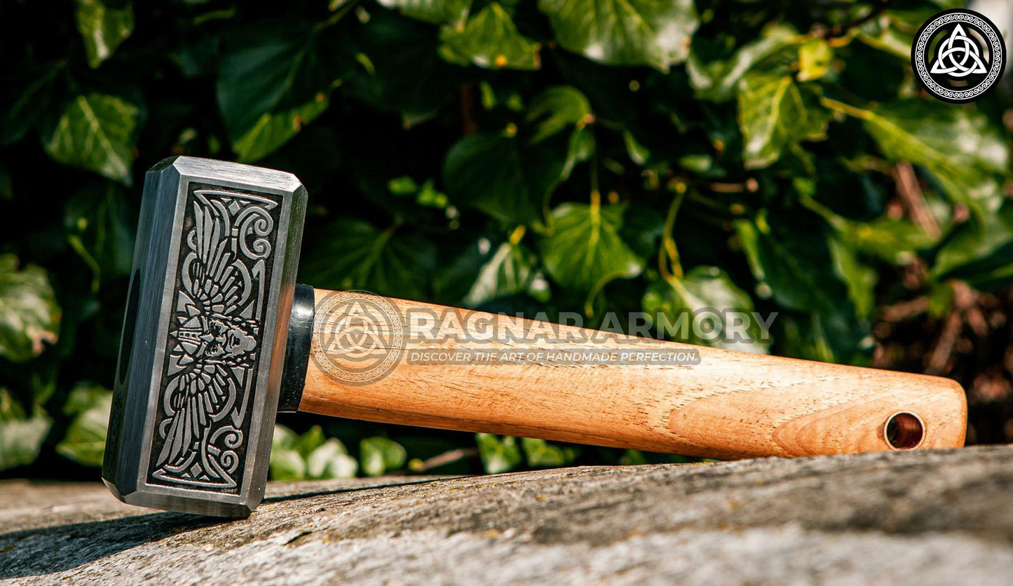 RA-98 Personalized Battle Hammer with Valknut Symbol, High Quality Made Hammer, War Battle Hammer. Gift For Him, Gift For Men, Gift For Husband, Mothers Day Gift Christmas Gift - Ragnar Armoury