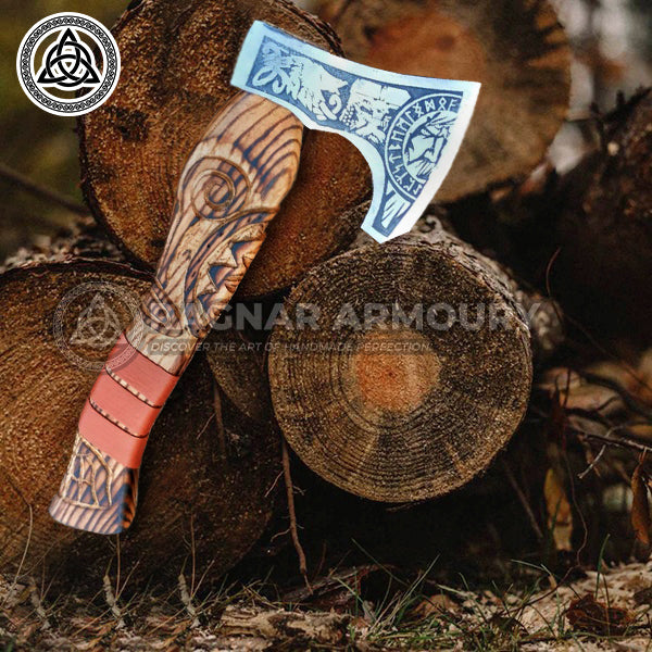 RA-237 Odin With Viking Runes Etched Viking Axe, Handmade Viking Mini Axe, Mini Axe Gift For men, Christmas Gift - Ragnar Armoury